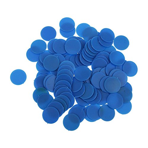 Isuper 19mm Fichas de póker Póquer Chips,Contadores de Juego de Paneles de plástico Opaco parpadean Numerology enseñanza 100pcs Azul