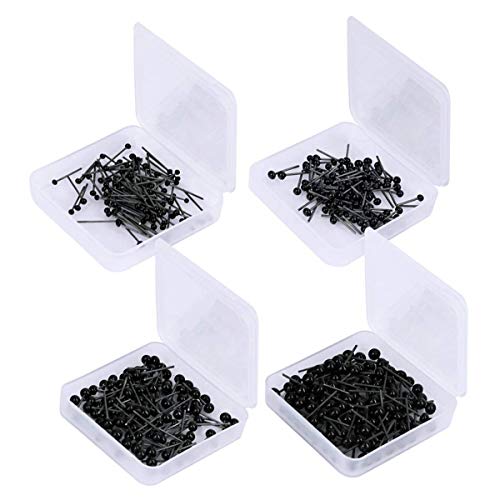 iSuperb 400 Pcs Pequeños Ojos de Cristal Negro para Muñeca y Juguete DIY, Peluche Muñeca del Oso Juguetes Animales Ojos, Negro Granos, Kit de Material de Fieltro de Aguja (Negro)