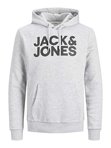 Jack & Jones Jjecorp Logo Sweat Hood Noos Capucha, Gris (Light Grey Melange), X-Large para Hombre