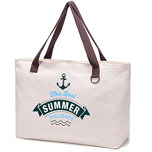 JANSBEN Bolsa de Playa Grande con Cremallera XXL Shopper Bolsa de Hombro Bolsos Totoes Bolso de Mano para Mujer Hombre JANSBEN Bolsa de Playa Grande con Cremallera XXL Shopper Bolsa de Hombro Bolsos Totoes Bolso de Mano para Mujer Hombre