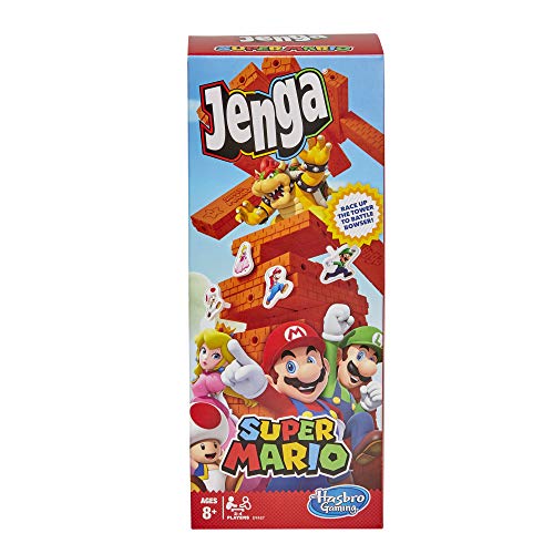 Jenga Super Mario Edition Juego, Juego de Torre de apilamiento de Bloques para Fans de Super Mario, a Partir de 8 años