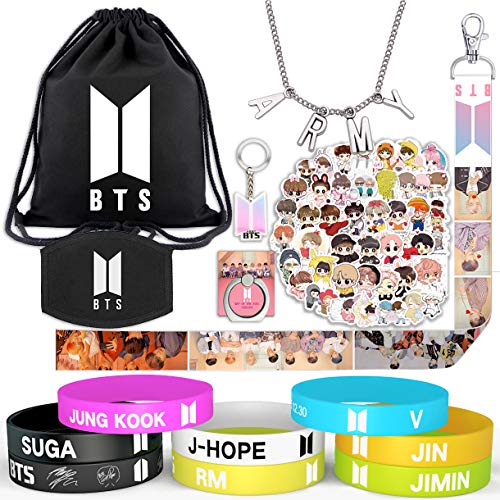 Jimiston Map of The Soul Personal BTS Fans - Set de Regalo para Fans (1 cordón, 8 Pulseras, 40 Pegatinas, 1 Collar, 1 Lanyard, 1 Anillo para teléfono y 1 Llavero)