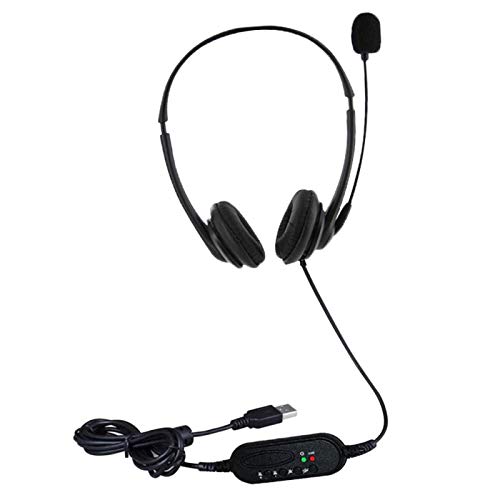 Jingtaihua Auriculares USB con micrófono, cancelación de ruido y control de volumen para PC, portátil, juego en línea, centro de llamadas Jingtaihua Auriculares USB con micrófono, cancelación de ruido y control de volumen para PC, portátil, juego en línea, centro de llamadas