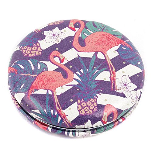 JOE COOL Espejo compacto estilo macaron Flamingo Parade hecho con poliuretano y vidrio