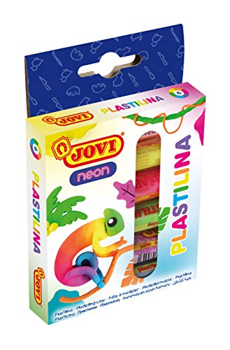 Jovi Bandeja de 6 Pastillas de plastilina, 50 Gramos, Colores Neon (90/6F), Multicolor (1)
