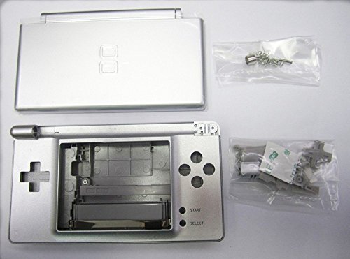 Juego completo de piezas de reparación de carcasa carcasa de repuesto para consola NDSL Nintendo DS Lite con kit de botón (plata)