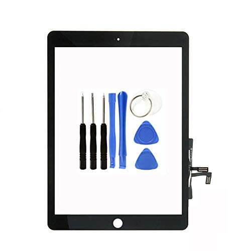 Kakusiga para 2017 iPad 9.7 A1822, A1823 Pantalla táctil digitalizador Panel Frontal de Cristal de reparación Sin Home botón Cable Flex Soporte cámara+ Adhesivos pre instalados Kakusiga para 2017 iPad 9.7 A1822, A1823 Pantalla táctil digitalizador Panel Frontal de Cristal de reparación Sin Home botón Cable Flex Soporte cámara+ Adhesivos pre instalados