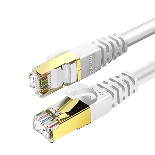 KASIMO Cable Ethernet, 1.5m Cable Cat8 con Conector RJ45 (SFTP, 40 Gbps, 2000 MHZ, LAN Cable Blindado) para Módem, Enrutador, PC, Mac, Ordenador Portátil, Nintendo Switch, PS4