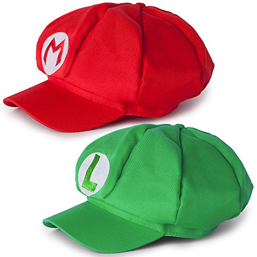 Katara 1658 Disfraz de Super Mario Bros, 2 Gorras - Mario y Luigi, Roja y Verde Katara 1658 Disfraz de Super Mario Bros, 2 Gorras - Mario y Luigi, Roja y Verde