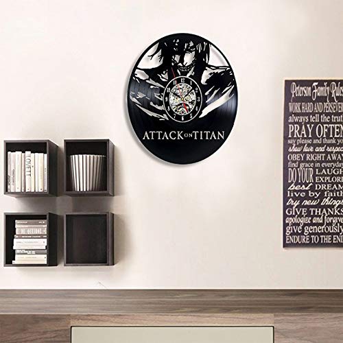 KEC Attack on Titan Reloj de Pared Levi Gift Vinyl Vintage Decor Home Room 12 Pulgadas (30 cm) Duvar Saati | Duvar Saati | Reloj de Pared Vintage Duvar Saati