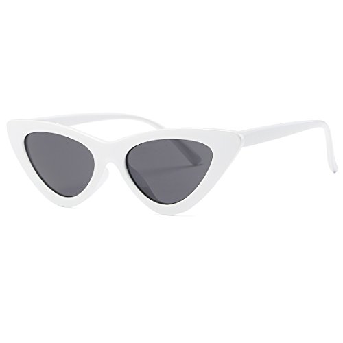 kimorn Ojos De Gato Gafas De Sol Para Mujer Clout Goggles Bisagras De Metal Plástico Marco K0566 (Blanco&Negro)