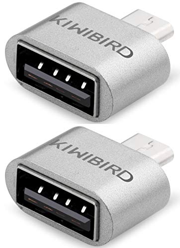 KiwiBird Micro USB (Macho) a USB 2.0 (Hembra) Adaptador de Alta Velocidad OTG para Android Smartphone/Tablet con función OTG ***Pack de 2***