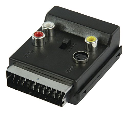 KnnX 28057 | Adaptador conmutable SCART Macho a SCART Hembra con Conectores RCA Phono y Conector S-Video | Euroconector a 2 x RCA Phono Audio, 1 x RCA Phono Video, 1 x S-Video Hembra
