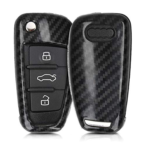 kwmobile Funda Compatible con Audi Llave de Coche Plegable de 3 Botones - Carcasa Dura para Llave de Coche Mando de Auto - Carbono Negro kwmobile Funda Compatible con Audi Llave de Coche Plegable de 3 Botones - Carcasa Dura para Llave de Coche Mando de Auto - Carbono Negro