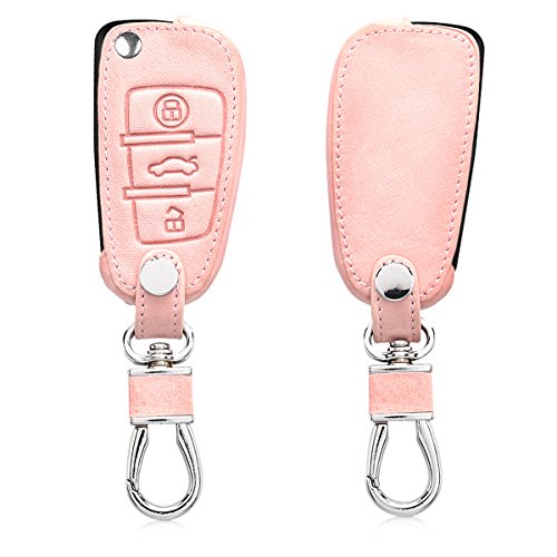 kwmobile Funda Compatible con Audi Llave de Coche Plegable de 3 Botones - Cubierta de Cuero sintético - Case para Mando de Auto en Oro Rosa kwmobile Funda Compatible con Audi Llave de Coche Plegable de 3 Botones - Cubierta de Cuero sintético - Case para Mando de Auto en Oro Rosa