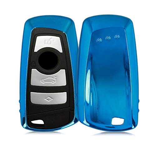 kwmobile Funda Compatible con BMW Llave de Coche con Control Remoto de 3 Botones (Solo Keyless Go) - Carcasa Suave de TPU - Cover de Mando y Control de Auto en Azul Brillante