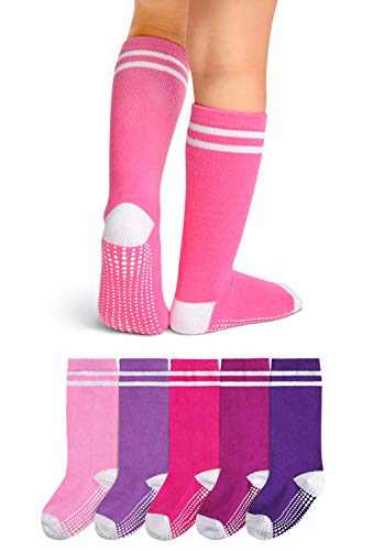LA Active Calcetines Altos Rodilla Antideslizantes - 5 Pares - para Bebé Niños Niñas Infantil - Algodón (Niñas Rayas Atléticas Variedad Multicolor, 6-12 Meses) LA Active Calcetines Altos Rodilla Antideslizantes - 5 Pares - para Bebé Niños Niñas Infantil - Algodón (Niñas Rayas Atléticas Variedad Multicolor, 6-12 Meses)
