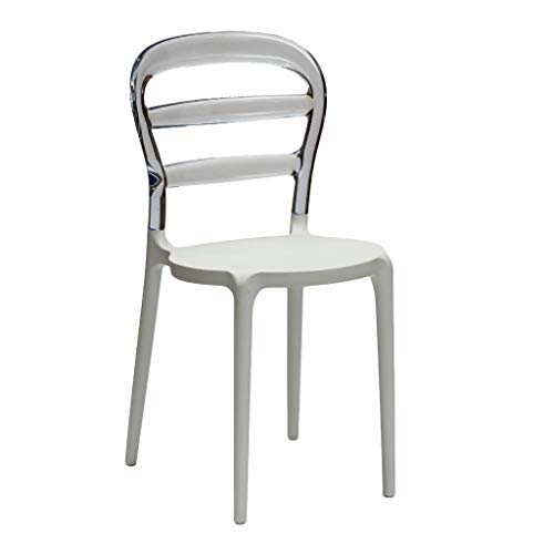 La Trona, Silla Deja Vú; Juego de 4 sillas modernas de polipropileno, fabricadas en Italia (transparente)