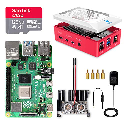 LABISTS Raspberry Pi 4 8GB Kit Incluido Tarjeta SD 128GB Precargada con Raspberry Pi OS, 2 Ventilador, Disipadores de Calor Grande, 5.1V 3A Tipo C con ON/Off, 2 Micro HDMI, Caja y Lector de Tarjetas