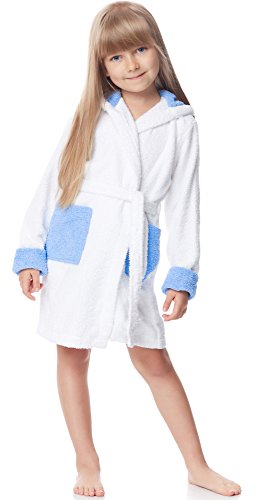 Ladeheid Albornoz de Baño 100% Algodón Unisexo Niños LA40-103 (Blanco/Azul (P1/M9), 146-152) Ladeheid Albornoz de Baño 100% Algodón Unisexo Niños LA40-103 (Blanco/Azul (P1/M9), 146-152)