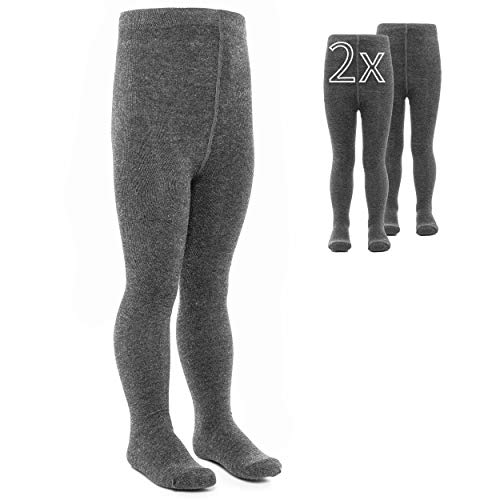 LaLoona Leotardos bebe Pack 2 Ud. - Medias elásticas para bebé niña y niño con cintura ancha y alto contenido de algodón - 98/104 (aprox. 3 años) - gris oscuro LaLoona Leotardos bebe Pack 2 Ud. - Medias elásticas para bebé niña y niño con cintura ancha y alto contenido de algodón - 98/104 (aprox. 3 años) - gris oscuro