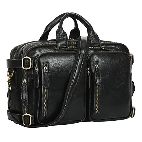 Leathario Maletín Cuero Sintético PU Portátil Ordenador 14 Pulgadas de 38 cm Bandolera Bolso de Mano Vintage Mochila Convertible de Viaje Negocios Bolsa Mensajero de Trabajo Leathario Maletín Cuero Sintético PU Portátil Ordenador 14 Pulgadas de 38 cm Bandolera Bolso de Mano Vintage Mochila Convertible de Viaje Negocios Bolsa Mensajero de Trabajo