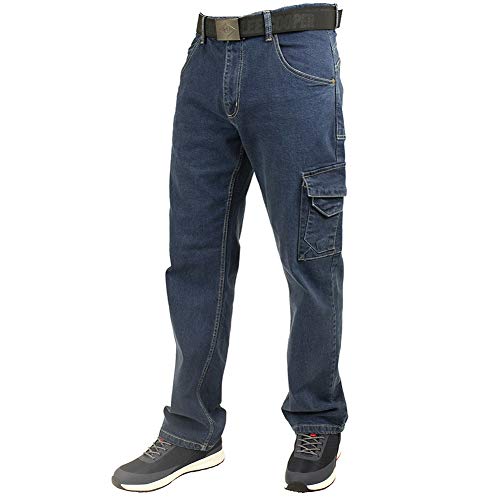 Lee Cooper Pantalones, Ropa de Seguridad del Carpintero Stretch Denim Jeans Pantalones de Trabajo, Azul Claro, Tamaño 32" Cintura Regular 31" Pierna