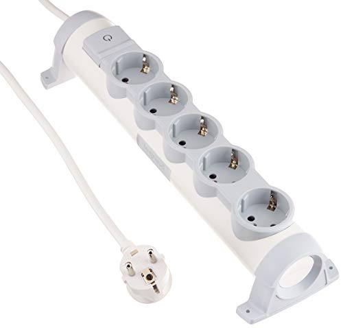 Legrand, 694631 Bases Múltiples Confort - Regleta con 5 enchufes, regleta enchufes con interruptor, cable de 1,5mts, gama ‘Confort’, color blanco y gris, 5 tomas + interruptor Legrand, 694631 Bases Múltiples Confort - Regleta con 5 enchufes, regleta enchufes con interruptor, cable de 1,5mts, gama ‘Confort’, color blanco y gris, 5 tomas + interruptor
