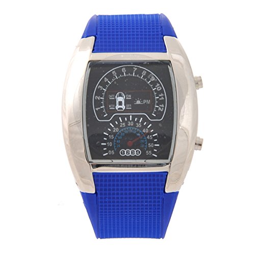 LEORX Coche Dashboard Design Dial impermeable unisex luz azul LED deportes reloj de pulsera