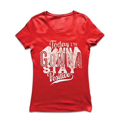 lepni.me Camiseta Mujer Hoy voy a mantenerme Positivo! (XX-Large Rojo Multicolor)