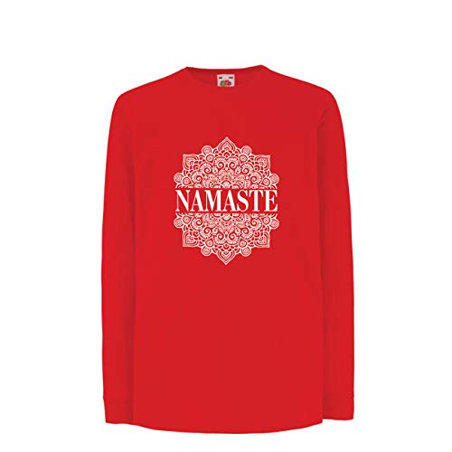 lepni.me Camiseta para Niño/Niña Meditación Yoga Namaste Mandala Zen Regalo Espiritual para Yogui (9-11 Years Rojo Multicolor)