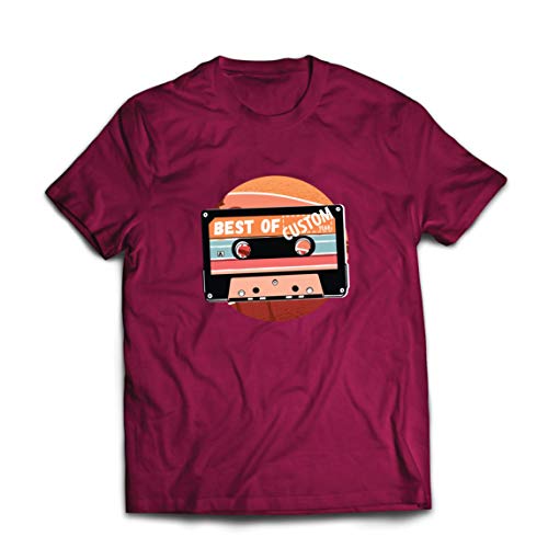 lepni.me Camisetas Hombre Cassette Antiguo Lo Mejor del año 80, 90, 70 (Medium Borgoña Multicolor)