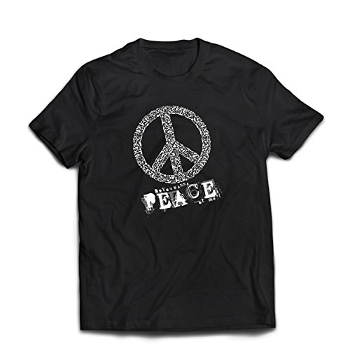 lepni.me Camisetas Hombre Do You Wanna Piece of Me - Peace Slogan, 60's 70's Hippie Festival (X-Large Negro Multicolor)