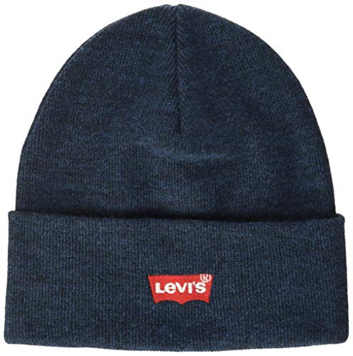 LEVIS FOOTWEAR AND ACCESSORIES Red Batwing Embroidered Slouchy Beanie Gorro de punto, Azul (Navy Blue 17), Talla única (Talla del fabricante: UN) para Hombre