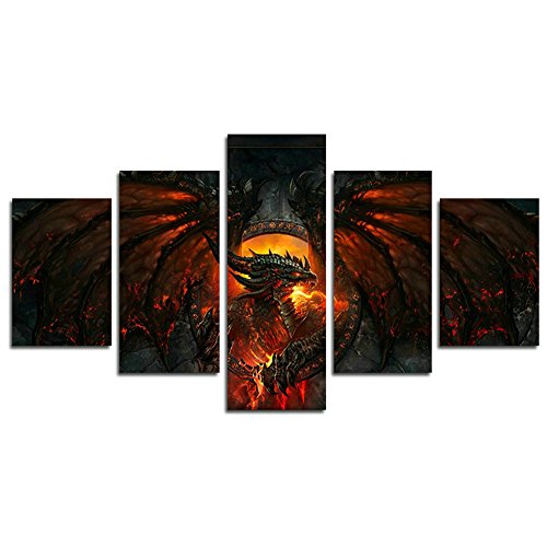 Leyruk 5 unidades World of Warcraft Cataclysm pintura para sala de estar decoración para el hogar arte de la lona poster de pared HX045 Sin marco (sin marco) size: 50 inch x30 inch
