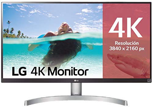 LG 27UK600-W - Monitor 4K UHD de 68,6 cm (27") con Panel IPS (3840 x 2160 píxeles, 16:9, 350 cd/m², sRGB >99%, 1000:1, 5 ms, 60 Hz) Color Blanco y Negro