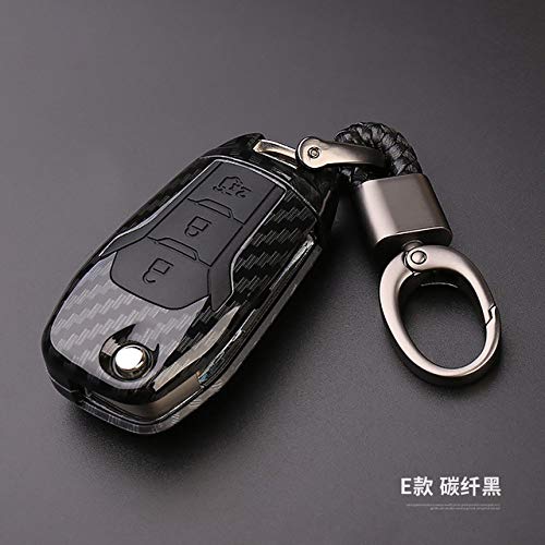 LINGZIA Cubierta remota de Llave, Llavero de Fibra de Carbono, Estuche de Llavero, para Ford Fiesta Focus 3 4 MK3 MK4, Modelo E Negro de carbón LINGZIA Cubierta remota de Llave, Llavero de Fibra de Carbono, Estuche de Llavero, para Ford Fiesta Focus 3 4 MK3 MK4, Modelo E Negro de carbón