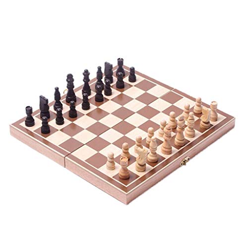 LIUSHI Juego de ajedrez de Madera Tablero de ajedrez portátil International Chess Board Juego Plegable Tablero de Madera y Piezas para Principiantes Familiares y Adultos