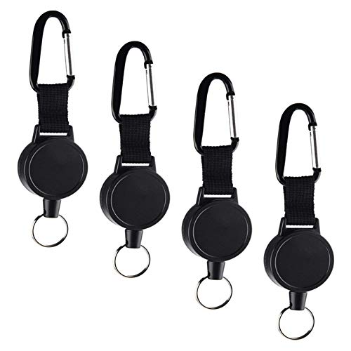 Llavero extensible llavero llavero- (paquete de 4, negro - llavero retráctil), llavero retráctil cordón duradero extensible 27 pulgadas cuerda de alambre de acero Llavero extensible llavero llavero- (paquete de 4, negro - llavero retráctil), llavero retráctil cordón duradero extensible 27 pulgadas cuerda de alambre de acero