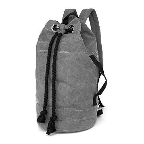 LOSMILE Lona Bolsos Mochila Hombre Mujer Bolsos Bandolera Bolsas de Cuerdas Bolsas de Viaje Bolsas de Gimnasia Mochilas Tipo Casual Mochilas para Deportes y Aire Libre.(L-Gris)