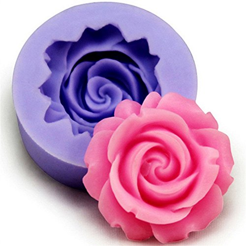 lumanuby 1 pieza Formas, material de silicona Moldes, Exquisite Rose Forma de Flor Diseño, Mold tamaño: 3.8 * 3.8 * 1.6 cm, color aleatorio, bonito accesorio de cocina para hornear