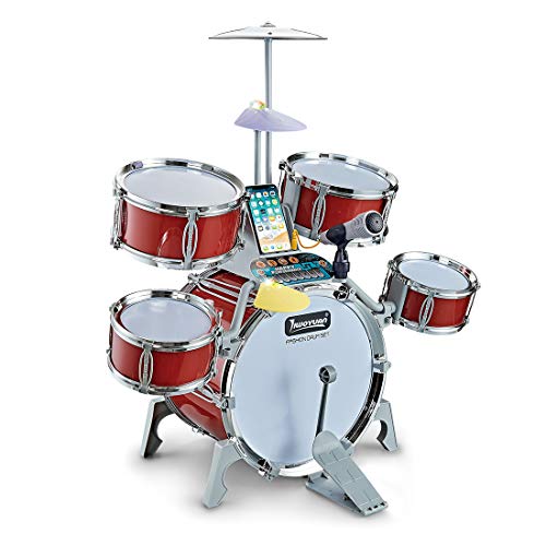 LuoKe Rock Band Jazz Drum Set Instrumentos de percusión Kit de batería Músicas Juguetes educativos Festival Regalo para niños Niños Principiante