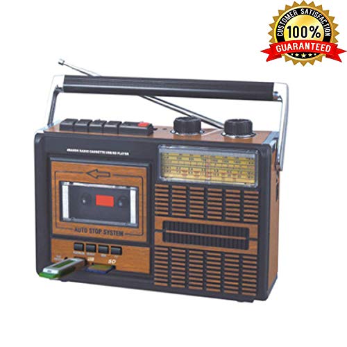 Lychee Reproductor de Cinta casetes y grabadora,Am/FM / SW1-2 Radio de Cuatro Bandas,Reproductor de MP3,Altavoz Incorporado, Conector para Auriculares de 3.5 mm, Compatible con Entrada SD/USB