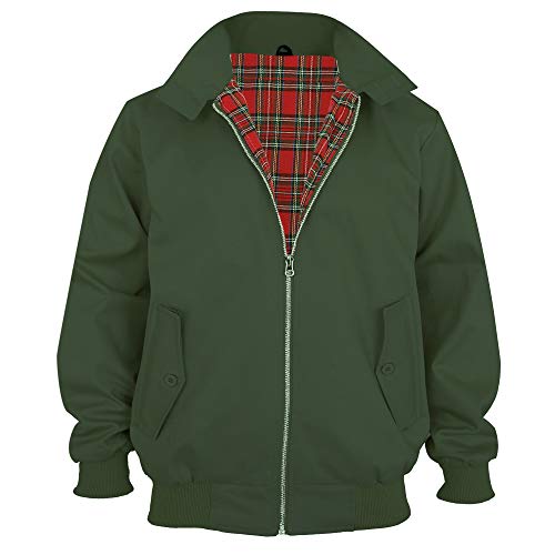 Malaika Harrington - Chaqueta clásica para hombre, estilo retro, de los años 70, chaqueta bómber, de moda de los años 70 (de talla XS a XXXXXL) Verde caqui XL