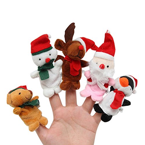 Marionetas de dedo TOYMYTOY papa noel Ciervo Monigote de nieve muñeco juguetes de mano - 5 Piezas