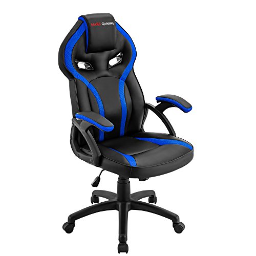 MARSGAMING MGC118 Silla Gaming Ergonómica en PU y Nylon, Regulable, Azul, Large