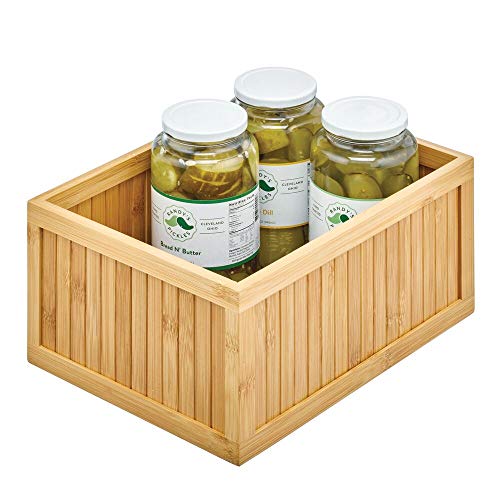 mDesign Caja organizadora para la cocina – Cajón organizador de bambú ecológico – Versátil caja de madera para guardar alimentos, conservas, etc. – color natural