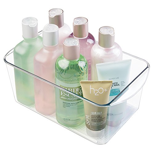 mDesign práctica Caja organizadora para Cualquier habitación Organizador de Maquillaje - Accesorio de baño para el Lavabo - Transparente