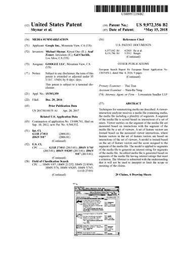Media Summarization: United States Patent 9972356 (English Edition)