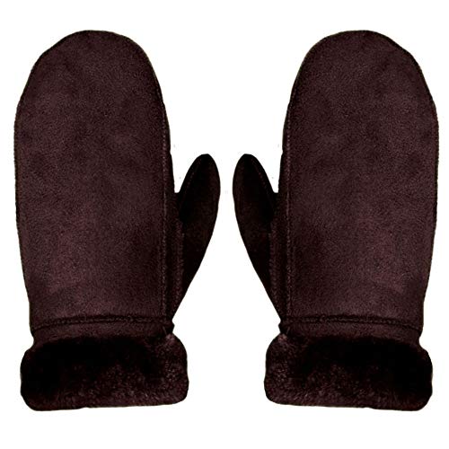 Millya. Guantes térmicos de manopla para mujer, diseño de piel de oveja sintética, mitón con puño vuelto Marrón marrón Talla única Millya. Guantes térmicos de manopla para mujer, diseño de piel de oveja sintética, mitón con puño vuelto Marrón marrón Talla única
